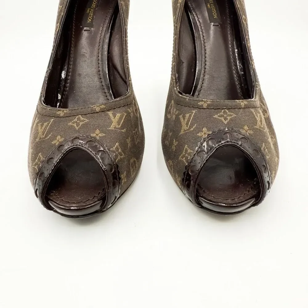 Louis Vuitton LV Monogram Brown Peep Toe Pumps Heels EU 41 US 11 - Picture 4 of 11